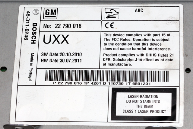 Bilstereo navigasjon spiller til Opel Insignia A 2009-2014 (BOSCH|7 612 034 261|22 790 016|)