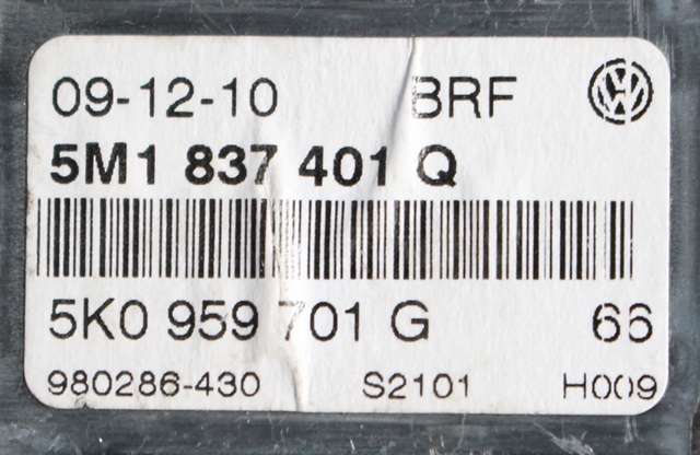 Ruteheis, kun motor, venstre foran til VW Golf, Plus/Cross 2009-2013 (Fase 2)  (VAG|5K0 959 701 G|)