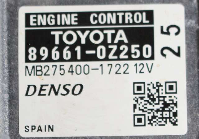 Styreenhet motor til Toyota Auris 2010-2012 (Type I, Fase 2)  (DENSO|275400-1722|89661-0Z250|)