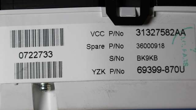 Instrumentpanel til Volvo V70 2007-2013 (Type III, Fase 1) (YAZAKI|69399-870U|31327582|)