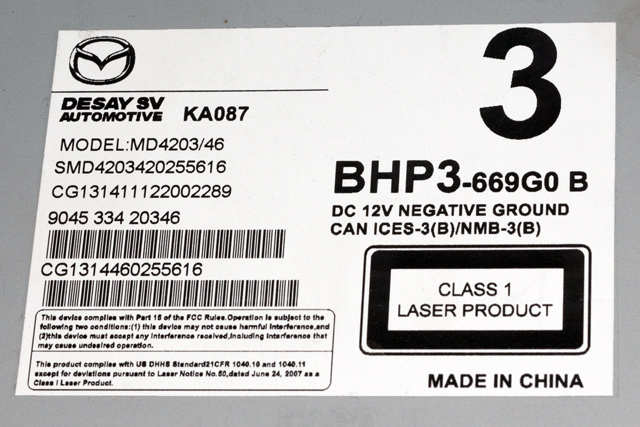 Bilstereo til Mazda 3 2013-2016 (Type III, Fase 1) (MAZDA|BHP3-66-9G0B|)