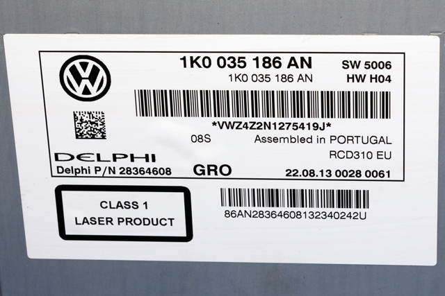 Bilstereo til VW Amarok 2010-2016 (Type I, Fase 1)  (DELPHI|28364608|1K0 035 186 AN|)