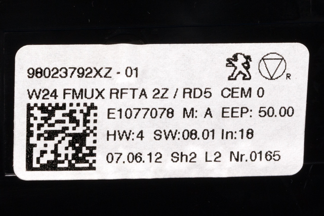 Varmeapparat betjening til Peugeot 508 2011-2014 (Type I, Fase 1) (PEUGEOT|98 023792 XZ|)