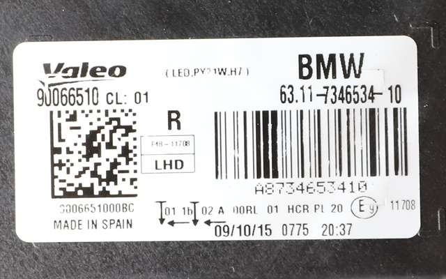 Frontlykt høyre halogen til BMW X1 2015-2022 (F48) (F48) (BMW|63.11-7 346 534|)