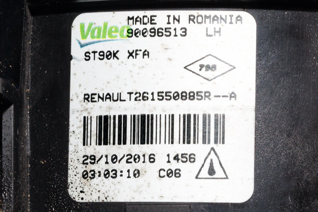 Tåkelykt venstre foran til Renault Clio 2016-2019 (Type IV, Fase 2) (VALEO|90096513|2615 50885R|)