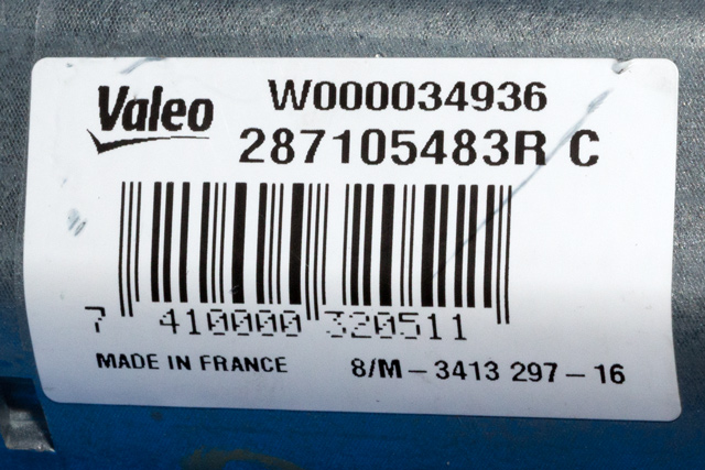 Viskermotor bakrute til Renault Clio 2016-2019 (Type IV, Fase 2)  (VALEO|W000034936|2871 05483R|)