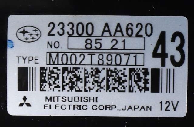 Starter diesel til Subaru Legacy 2007-2009 (Type IV, Fase 2)  (MITSUBISHI|M002T89071|23300-AA620|)