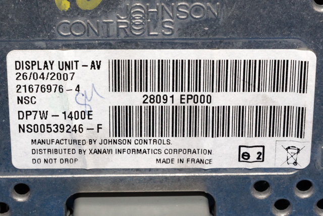 Bilstereo navigasjon skjerm til Nissan Navara 2005-2010 (Fase 1) (D40) (D40) (NISSAN|28091-EP000|)