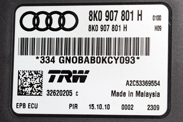 Styreenhet elektrisk parkbrems (EPB - Electric Parking Brake) til Audi A4 2007-2014 (Type IV) (B8) (B8) (VAG|8K0 907 801 H|)