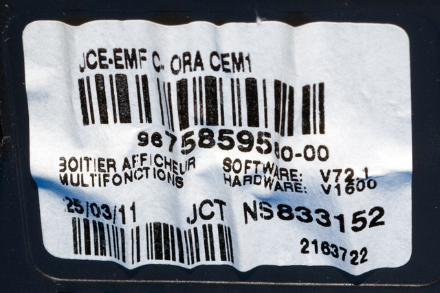Instrument kjørecomputer til Peugeot Expert 2007-2016 (Type II)  (PEUGEOT|96 758595 80|)