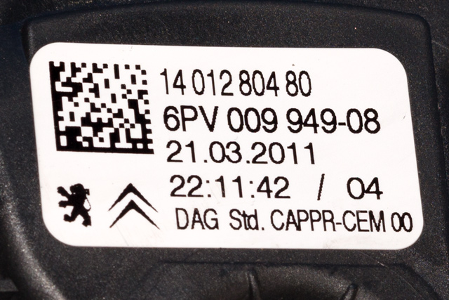 Pedal gass til Peugeot Expert 2007-2016 (Type II) (HELLA|6PV 009 949-08|14 012804 80|)