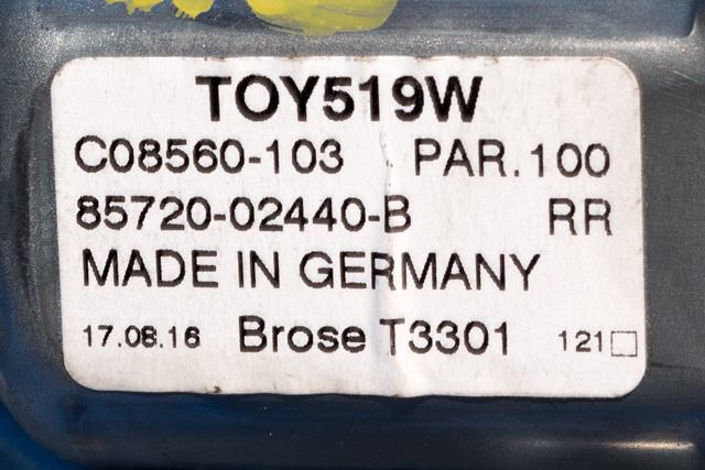 Ruteheis høyre bak til Toyota Auris 2015-2019 (Type II, Fase 2)  (TOYOTA|85720-02440-B|)