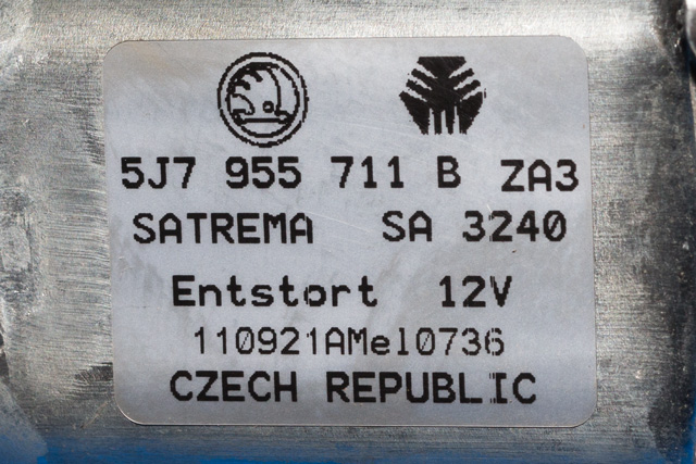 Viskermotor bakrute til Škoda Yeti 2009-2013 (Fase 1)  (VAG|5J7 955 711 B|)