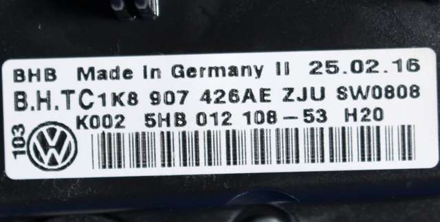 Varmeapparat betjening til VW Caddy 2015-2020 (Type III, Fase 3)  (HELLA|5HB 012 108-53|1K8 907 426 AE|)