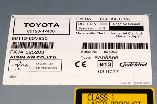 Bilstereo navigasjon til Toyota Prius 2009-2016 (Type III) (COMBI) (COMBI) (TOYOTA|86120-47400|)