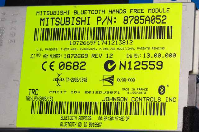 Styreenhet bluetooth til Mitsubishi Outlander 2012-2015 (Type III, Fase 1)  (MITSUBISHI|8785A052|)