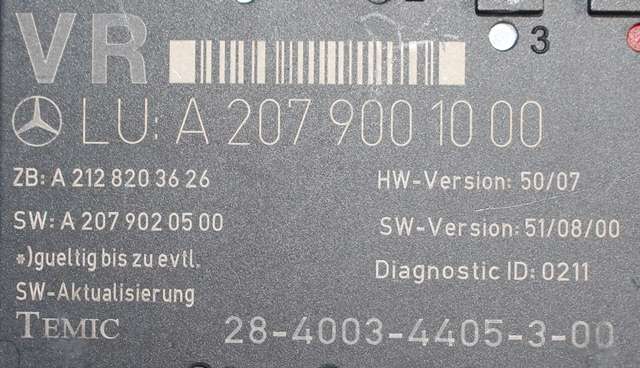 Styreenhet dør høyre foran til Mercedes E-Klasse, Coupe/Cab 2009-2013 (Fase 1) (C207) (C207) (MERCEDES|A 207 900 10 00|)
