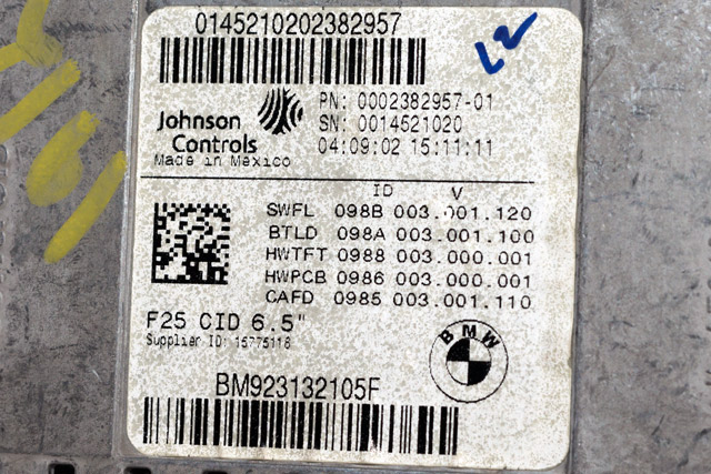 Bilstereo navigasjon skjerm til BMW X3 2010-2017 (F25) (F25) (BMW|9 231 321|)