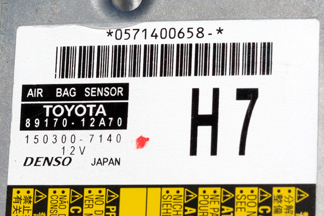 Styreenhet airbag hovedsensor til Toyota Auris 2010-2012 (Type I, Fase 2) (TOYOTA|89170-12A70|)