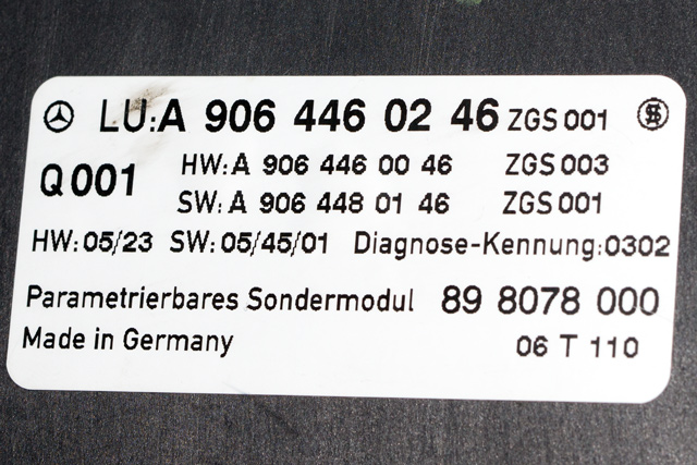 Styreenhet diverse til Mercedes Sprinter 2006-2013 (Fase 1) (906) (906) (MERCEDES|A 906 446 02 46|)