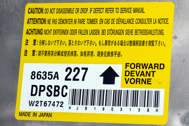 Styreenhet airbag hovedsensor til Mitsubishi i-MiEV 2010-->>  (MITSUBISHI|8635A227|)