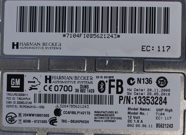Styreenhet bluetooth til Opel Insignia A 2009-2014  (GM|13 353 284|)