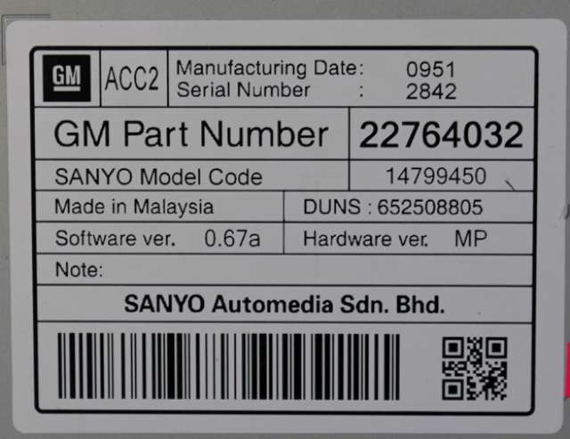 Bilstereo navigasjon skjerm til Opel Insignia A 2009-2014  (GM|22 764 032|)