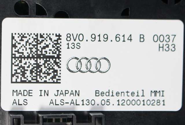 Bilstereo navigasjon betjeningspanel til Audi A3 2012-2016 (Type III, Fase 1)  (VAG|8V0 919 614 B|)