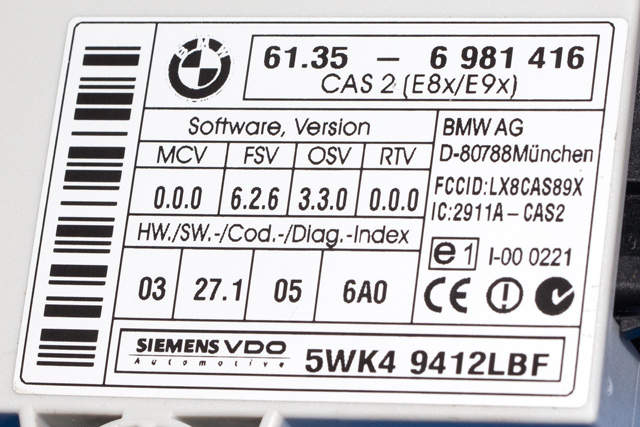 Styreenhet diverse til BMW 5-Serie 2003-2010 (E60/E61) (E60/E61) (SIEMENS|5WK4 9412-LBF|61.35-6 981 416|)