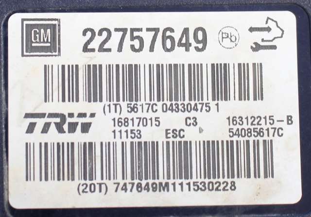 ABS sentral til Opel Insignia A 2009-2014 (GM|22 757 649|)