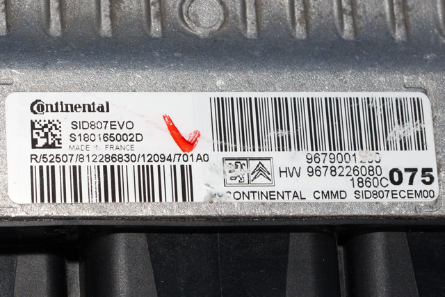 Styreenhet motor til Citroën C4, Aircross 2012-2017  (CONTINENT|S180165002 D|96 782260 80|)
