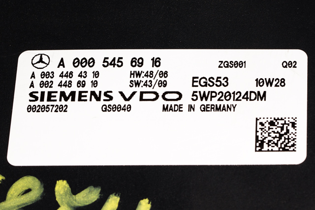 Styreenhet girkasse til Mercedes E-Klasse 2009-2013 (Fase 1) (W212) (W212) (SIEMENS|5WP2 0124 DM|A 000 545 69 16|)