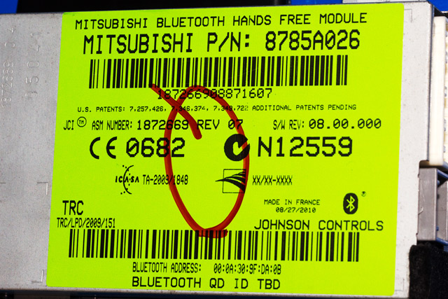 Styreenhet bluetooth til Mitsubishi Outlander 2010-2012 (Type II, Fase 2) (MITSUBISHI|8785A026|)