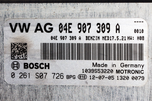 Styreenhet motor til Audi A3 2012-2016 (Type III, Fase 1)  (BOSCH|0 261 S07 726|04E 907 309 A|)
