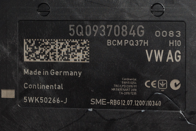 Styreenhet comfort (BCM) til Audi A3 2012-2016 (Type III, Fase 1) (CONTINENT|5WK5 0266-J|5Q0 937 084 G|)