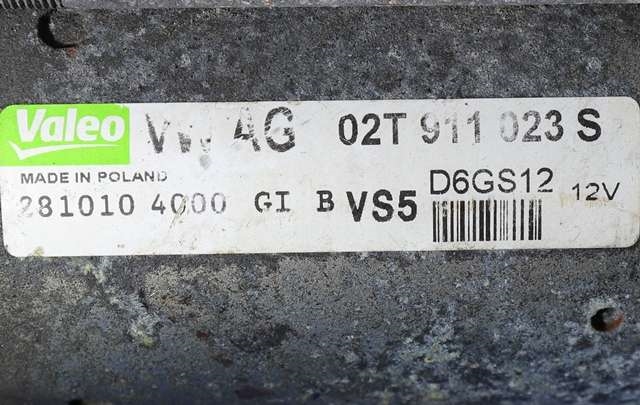Starter til VW Polo 2009-2014 (Type V, Fase 1)  (VALEO|D6GS12|02T 911 023 S|)