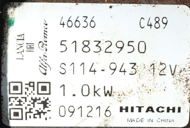 Starter til Fiat 500 2008-2020 (HITACHI|S114-943|51832950|)