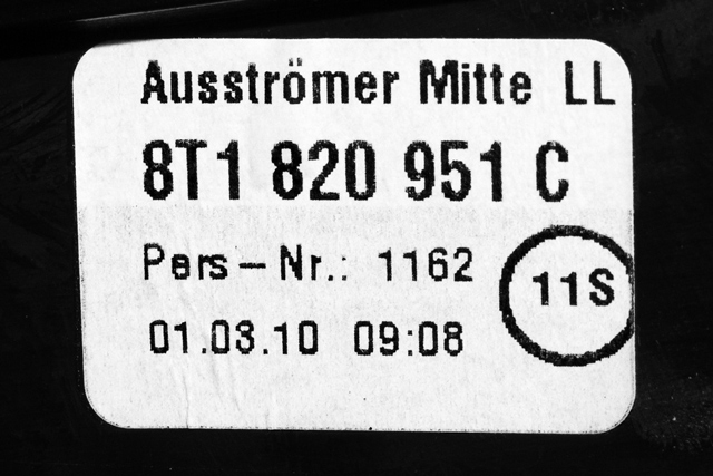 Dashbord friskluftdyse midtkonsoll til Audi A4 2007-2014 (Type IV) (B8) (B8) (VAG|8T1 820 951 C|)