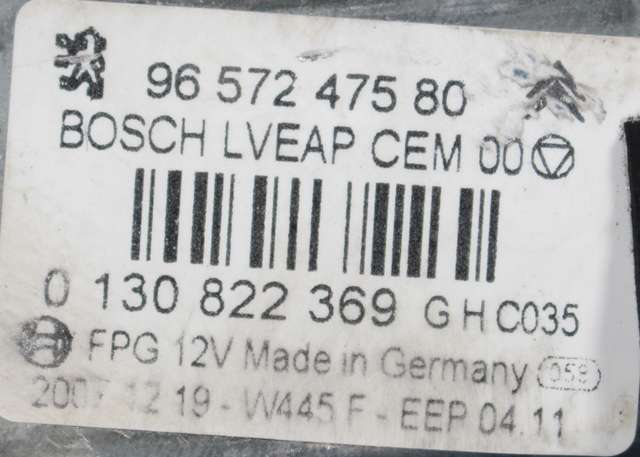 Ruteheis høyre foran til Peugeot 308 2007-2011 (Type I, Fase 1)  (BOSCH|0 130 822 369|96 572475 80|)