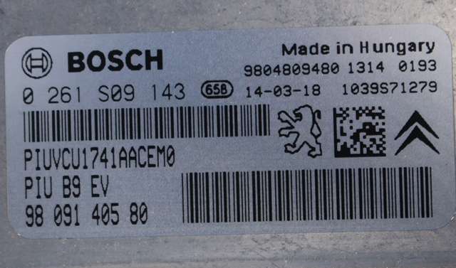 Styreenhet motor til Peugeot Partner 2008-2015 (Type II, Fase 1) (BOSCH|0 261 S09 143|98 091405 80. FRA ELBIL-UTGAVE|)