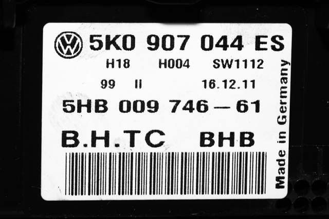 Varmeapparat betjening til VW Golf VI 2008-2012 (VAG|5K0 907 044 ES|)
