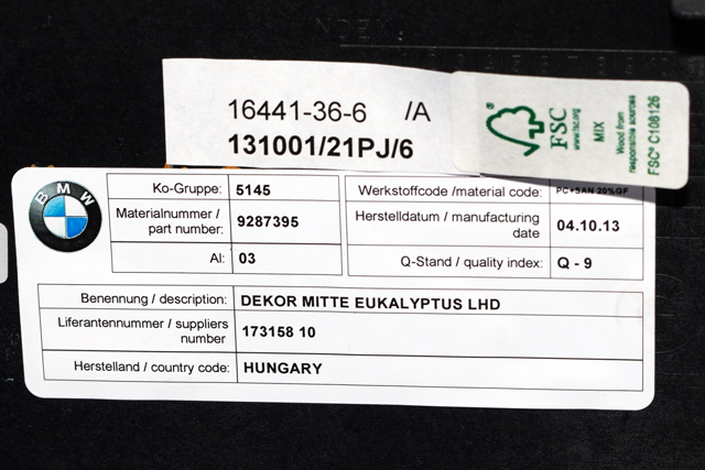 Dashbord diverse til BMW i3 2013-2022 (BMW|9 287 395|)