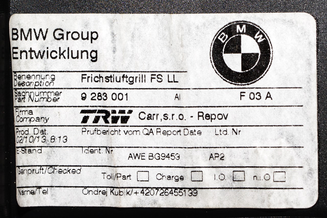 Dashbord friskluftdyse venstre til BMW i3 2013-2022  (BMW|9 283 001|)