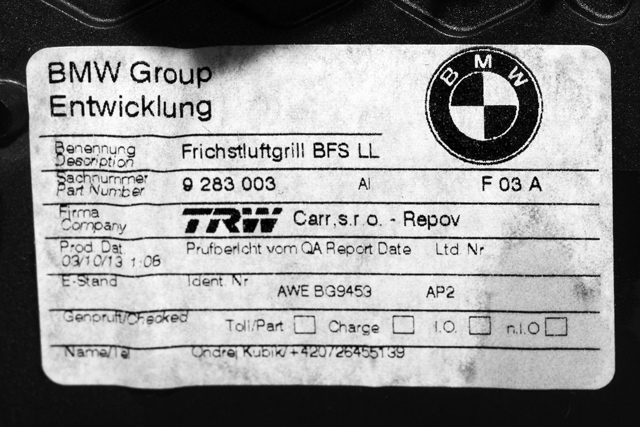 Dashbord friskluftdyse høyre til BMW i3 2013-2022  (BMW|9 283 003|)