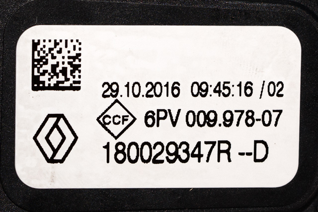 Pedal gass til Renault Clio 2016-2019 (Type IV, Fase 2) (HELLA|6PV 009 978-07|1800 29347R|)