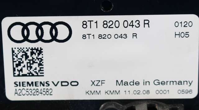 Varmeapparat betjening til Audi A5 2007-2016 (Type I)  (VAG|8T1 820 043 R|)