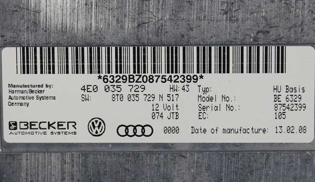 Bilstereo diverse til Audi A5 2007-2016 (Type I) (VAG|8T0 035 729 N|)