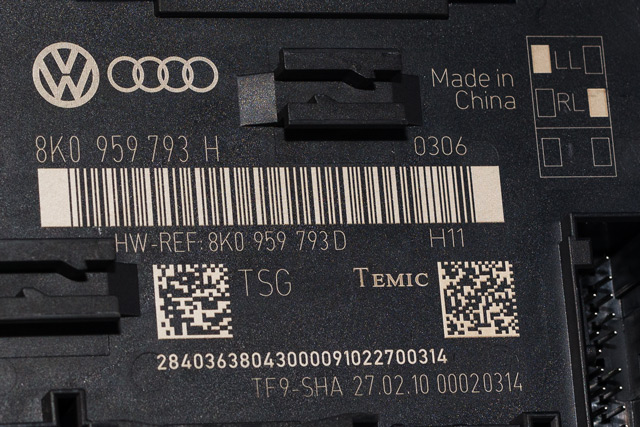 Styreenhet dør venstre foran til Audi A4 2007-2014 (Type IV) (B8) (B8) (VAG|8K0 959 793 H|)