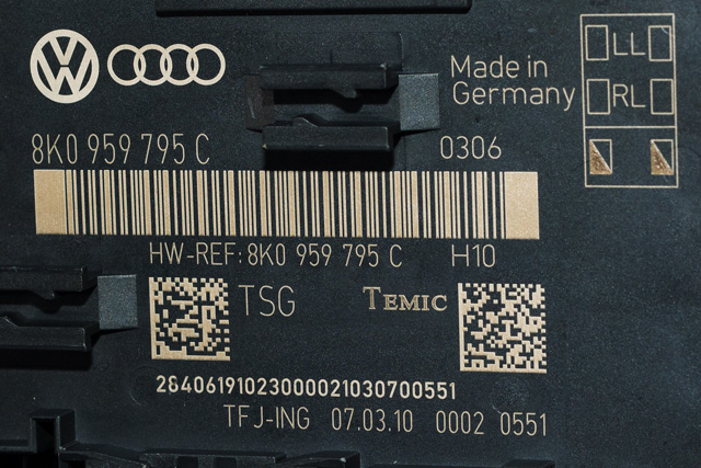 Styreenhet dør venstre bak til Audi A4 2007-2014 (Type IV) (B8) (B8) (VAG|8K0 959 795 C|)
