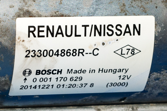 Starter diesel til Renault Kangoo 2008-2021 (Type II) (BOSCH|0 001 170 629|2330 04868R|)